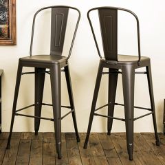 Rustic Farmhouse High Back Bar Stool Set of 2