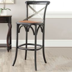 Sleek Black Birch Cross Back Bar Stool