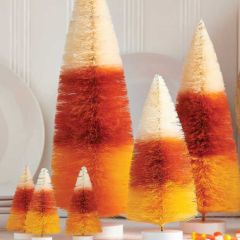 Candy Corn Bottlebrush Tree Set of 3