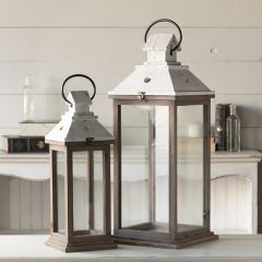 Cottage Wood Lanterns Set of 2