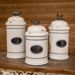 Metal Canisters with Animal Accents Set of 3