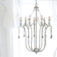 8 Light Rustic Crystal Drop Chandelier