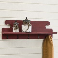 5 Hook Cozy Farmhouse Wall Shelf