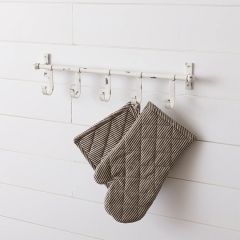 5 Hook Distressed Metal Wall Rack