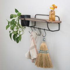 5 Hook Wall Shelf with Planter