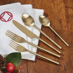 5 Piece Beautiful Bamboo Flatware Set