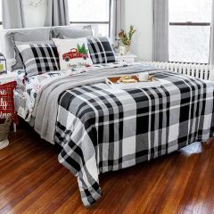5 Piece Classic Farmhouse Plaid Comforter Set