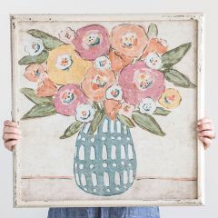 Flowers In Vase Wood Framed Wall Decor