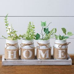 Mason Jar Vases On Tray Collection