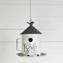 Hanging Tin Birdhouse Feeder