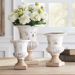 Decorative Rustic Ceramic Urns Set of 3