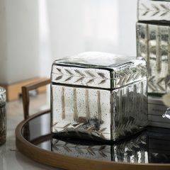Metallic Glass Trinket Box 5 Inch