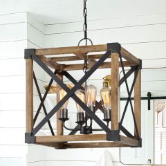 4 Light Square Farmhouse Pendant