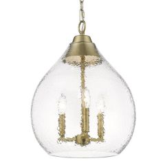 Textured Glass Dome Pendant with Champagne Bronze Finish