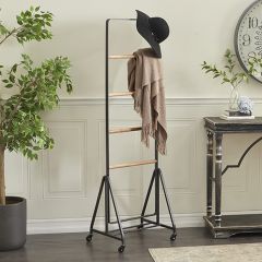 Metal With Wood Ladder Shelf