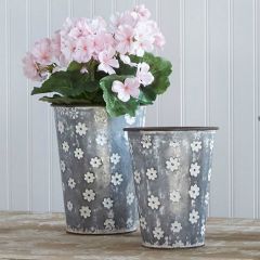 Daisy Pattern Iron Bucket Set of 2