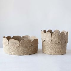 Appliquéd Edge Seagrass Basket Set of 2