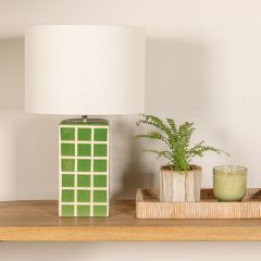 Stoneware Grid Table Lamp