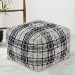 Classic Plaid Pouf Ottoman
