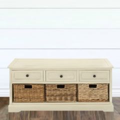 Storage Bench With Wicker Storage Baskets