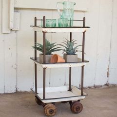 Reclaimed Enamel Trays Bar Cart