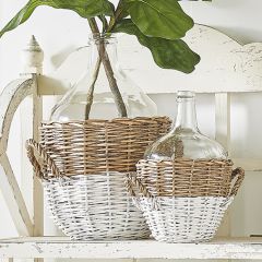 Wicker Basket Wrapped Farmhouse Bottle Vase