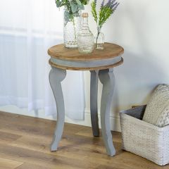 Two Tone Round Farmhouse End Table