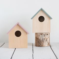 Simple Wood Birdhouse Planter Set of 2