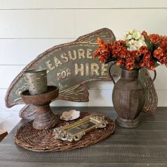 Pleasure Fishing Rustic Metal Plaque Sign 34 inch