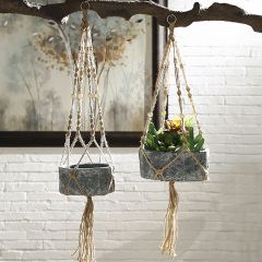 Boho Macrame Hanging Planters Set of 2