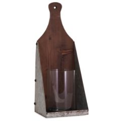 Wood and Glass Candle Wall Sconce