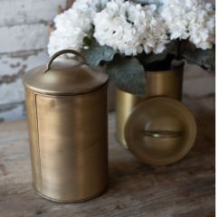 Brass Finished Lidded Canister Set of 2