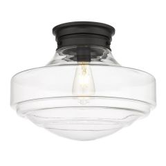 Clear Glass Shade Semi Flush Light Matte Black 16 Inch