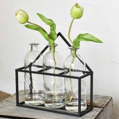 Triple Bottle Vase in Holder
