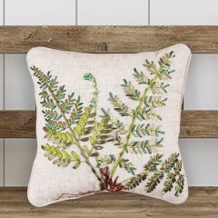 Ribbon Art Fern Branch Throw Pillow
