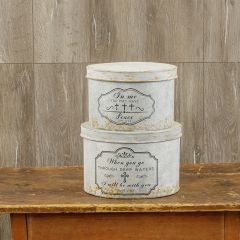 Inspirational Round Metal Storage Box Set of 2