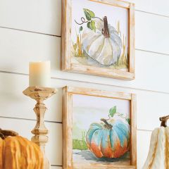 Rustic Framed Pumpkin Print Set of 2