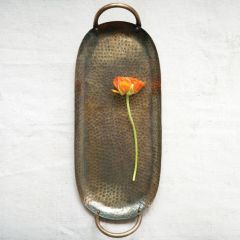 Antiqued Oval Metal Serving Tray