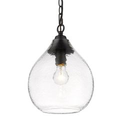Textured Glass Dome 1 Light Pendant with Matte Black Finish