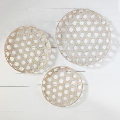 Round Woven Basket Trays Set of 3