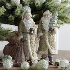Glittered Winter Santa Set of 2