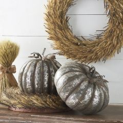 Distressed Tin Tabletop Pumpkins Set of 2