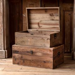 Wooden Storage Trunk Box Set of 2