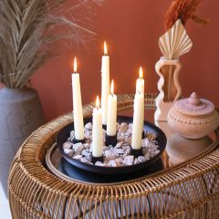 6 Candle Round Iron Platter Taper Holder