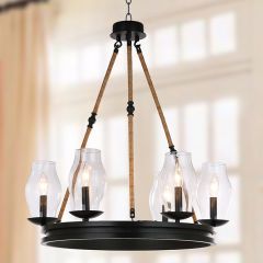 6 Light Round Lantern Chandelier