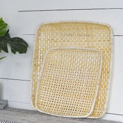 Shallow Bamboo Tray Set of 2