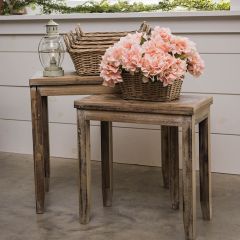 Nested Cottage Wood Tables Set of 2