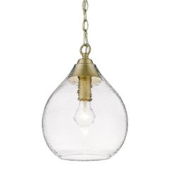 Textured Glass Dome 1 Light Pendant with Champagne Bronze Finish
