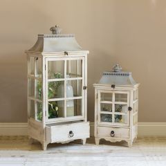 Windowpane Lantern With Drawer Set of 2