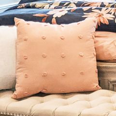 Textured Pom Pom Blush Throw Pillow